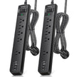 2 Pack Power Bar Surge Protector - 5 Widely Spaced Outlets 3 USB Charging Ports(2 USB C), 1875W/15A with 6Ft Braided Extension Cord, Flat Plug, Overload Surge Protection, Wall Mount for Home Office 🍁 All In One Marketplace Canada