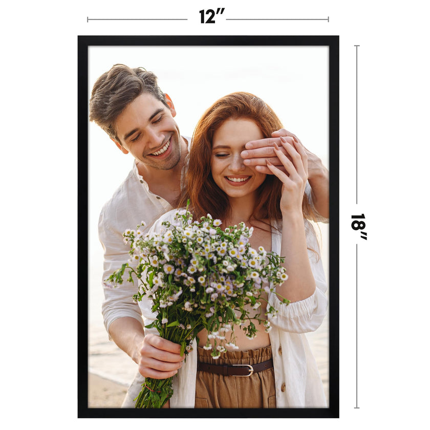 Americanflat 12x18 Poster Frame with Polished Plexiglass - Streamline Collection - Thin Border Picture Frame for Wall Display - Hanging Hardware Included - Black 🍁 All In One Marketplace Canada