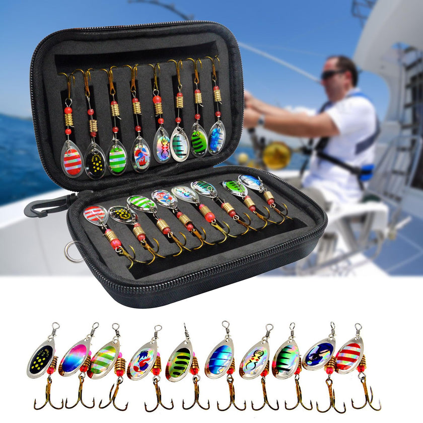 Vkinman 16 Pcs Fishing Lures Spinner Bait with Treble Hooks for Bass Trout Salmon Fishing Tackle Spinnerbait Spoons Metal Sequins Spinners Baits Fishing Bait for Freshwater Saltwater Fishing 🍁 All In One Marketplace Canada