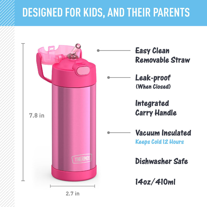THERMOS FUNTAINER Water Bottle with Straw, 14oz, Pink 🍁 All In One Marketplace Canada
