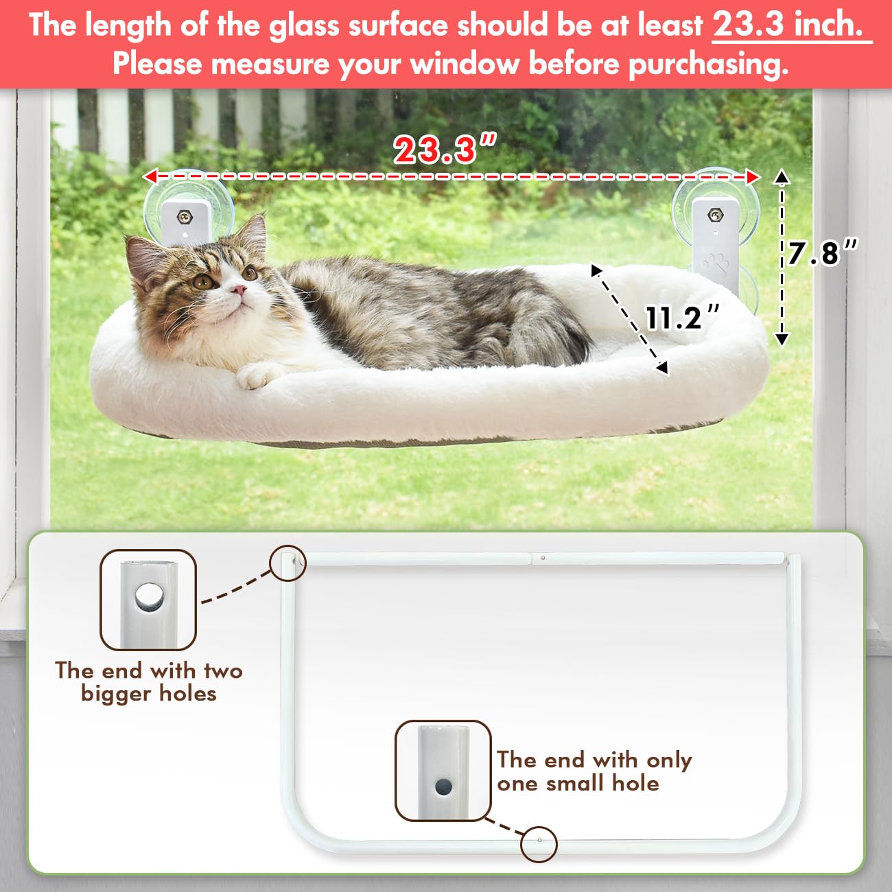 AMOSIJOY Cordless Cat Window Perch, Cat Hammock for Window with 4 Strong Suction Cups, Solid Metal Frame and Soft Cover, Foldable Cat Beds for Indoor Cats… 🍁 All In One Marketplace Canada