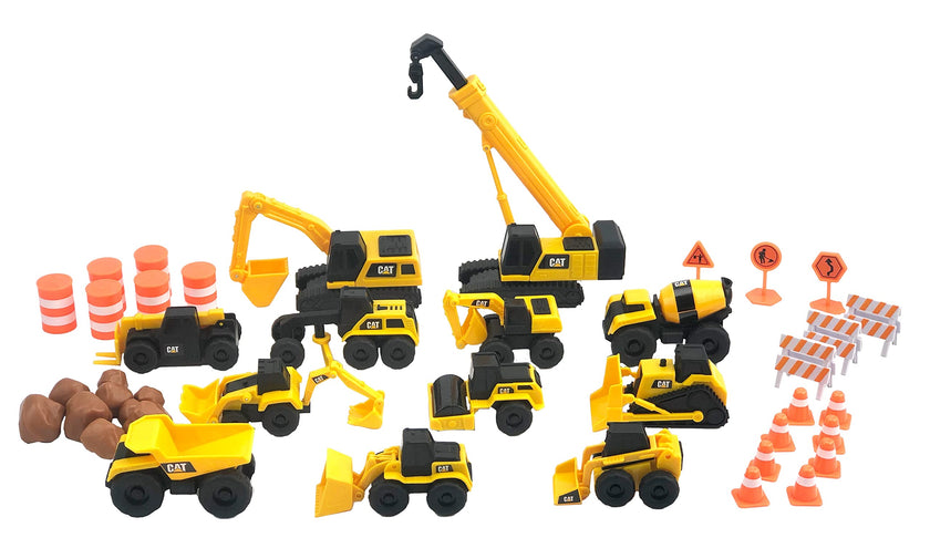 CAT Construction Toys, Little Machines Mega Set – 40+ Pieces with XL Crane & Excavator, 10 Mini Vehicles, Road Signs, Cones, Boulders & Barricades, Indoor/Outdoor STEM Toy for Kids Ages 3 + 🍁 All In One Marketplace Canada