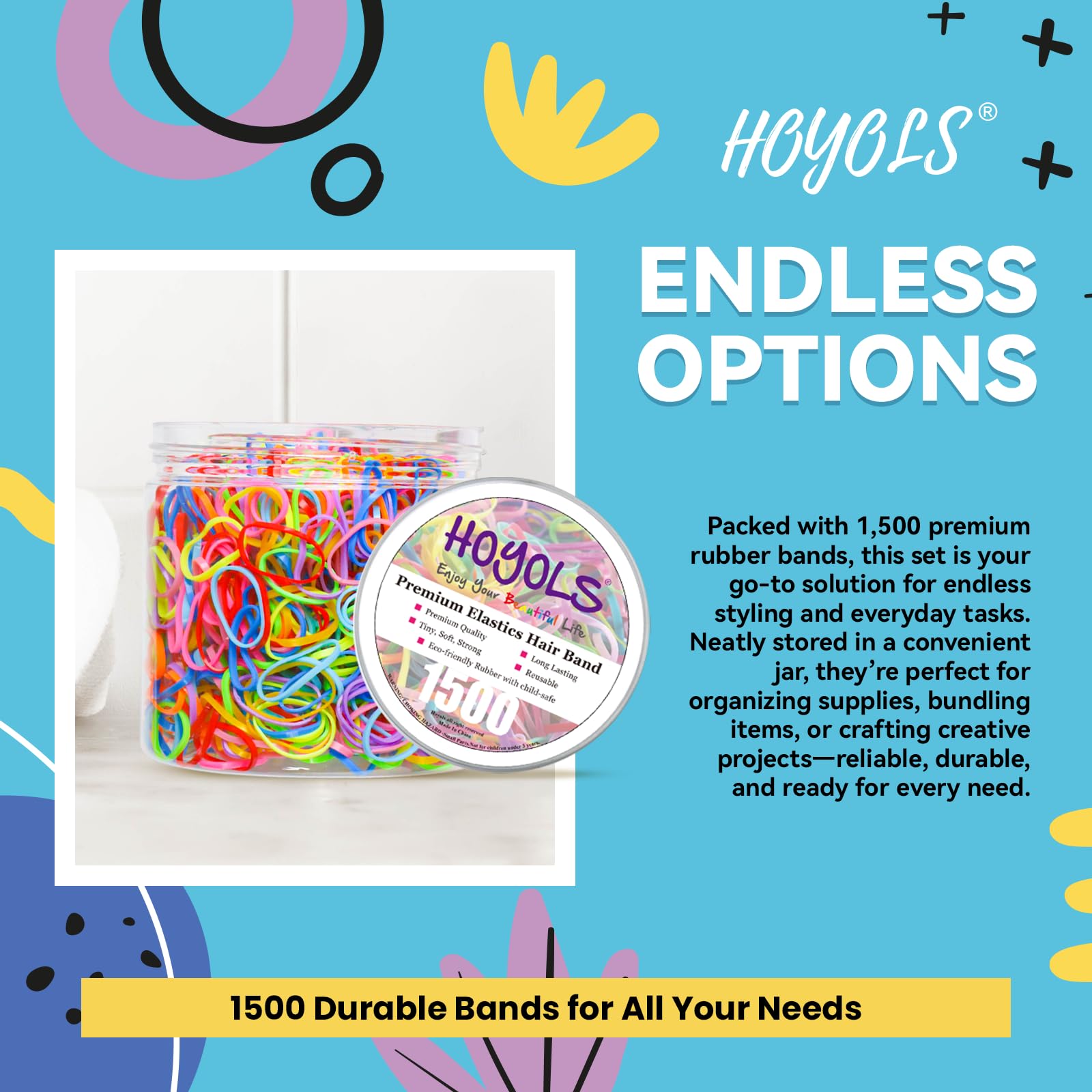 HOYOLS Baby Hair Ties Rubber Bands for Toddler Infants Kids Girls Thin Small Hair Elastics TPU 1500 Piece Pack 🍁 All In One Marketplace Canada