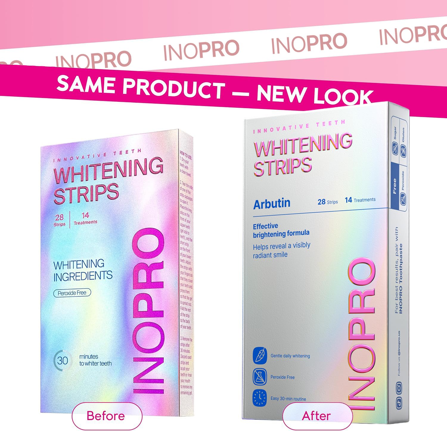 InoPro Teeth Whitening Strips 14 Treatments Kit - Sensitive Teeth Whitener, Peroxide Free, Enamel Safe Green White Strips, Deep Stains Removal - Instant Teeth Whitening Without The Harm (28 Strips) 🍁 All In One Marketplace Canada