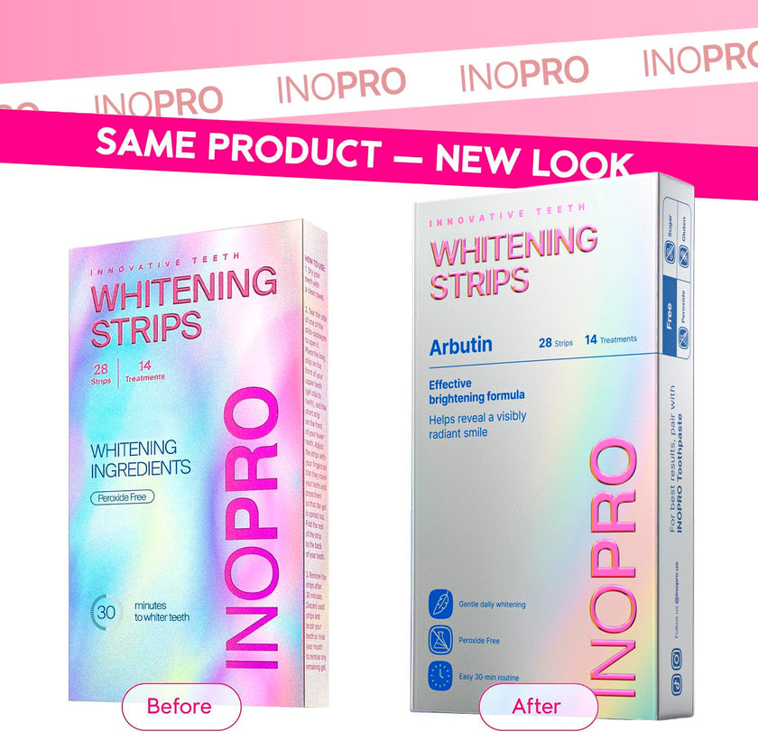InoPro Teeth Whitening Strips 14 Treatments Kit - Sensitive Teeth Whitener, Peroxide Free, Enamel Safe Green White Strips, Deep Stains Removal - Instant Teeth Whitening Without The Harm (28 Strips) 🍁 All In One Marketplace Canada