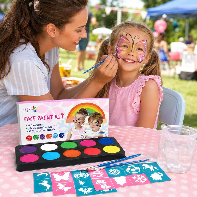 Maydear Face Painting Kit for Kids with 12 Colors Safe and Non-Toxic Large Water Based Face Paint (Matte) 🍁 All In One Marketplace Canada