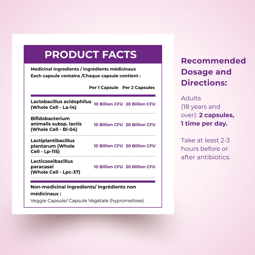 Nutratology® Probiotics for Women | Canadian-Made | 40 Billion CFUs Per Capsule | 80 Billion CFUs Per Serving - Bloating Relief & Digestion - 4 Strains of Women's Probiotic for Gut Health -120 Count 🍁 All In One Marketplace Canada