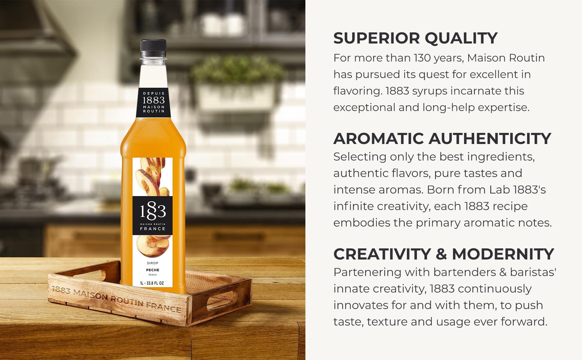 Maison Routin 1883 Peach Syrup, Pet Bottle 1000 Milliliter 🍁 All In One Marketplace Canada