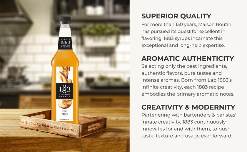 Maison Routin 1883 Peach Syrup, Pet Bottle 1000 Milliliter 🍁 All In One Marketplace Canada