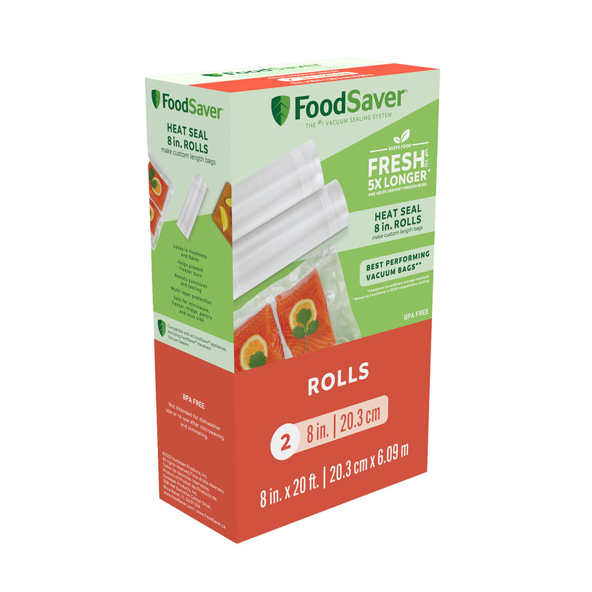 FoodSaver Vacuum Sealer Rolls for Custom Length Airtight Food Storage and Sous Vide Bags, BPA-Free, 8