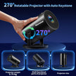 [2026 Upgraded] Mini Projector Support 4K 1080P FHD Auto Keystone 270° Rotatable with WiFi 6 and Bluetooth 5.2 Projector Portable Compatibile with HDMI/TV Stick/Memory Stick/Laptop,Black 🍁 All In One Marketplace Canada