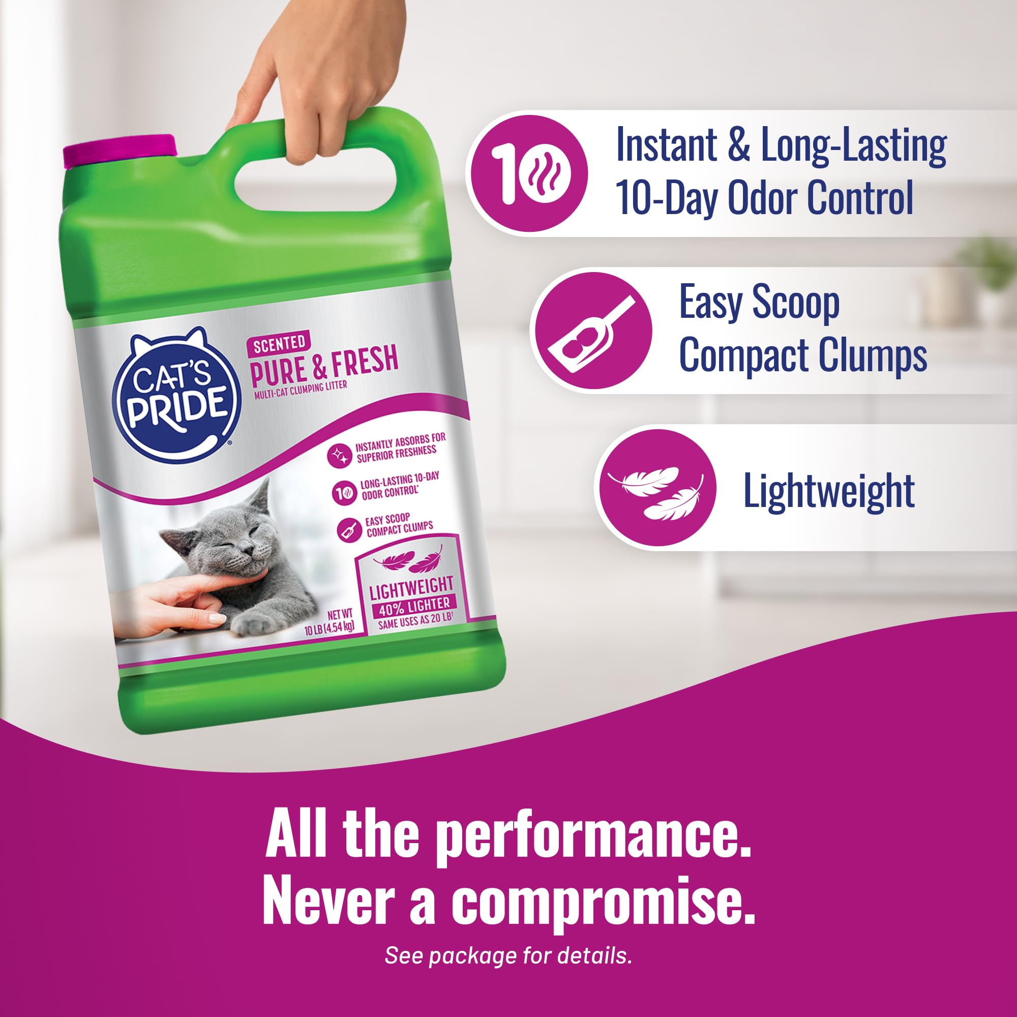 Cat's Pride Premium Lightweight Clumping Litter: Pure & Fresh - Up to 10 Days of Powerful Odor Control - Multi-Cat, Scented, 10 Pounds 🍁 All In One Marketplace Canada