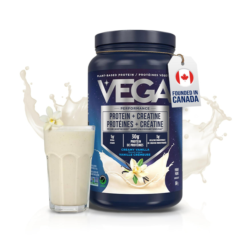 Vega Protein + Creatine, 28g Plant Based Protein Powder with Creatine for Muscle Recovery – Vanilla,18 Servings, 864 grams 🍁 All In One Marketplace Canada