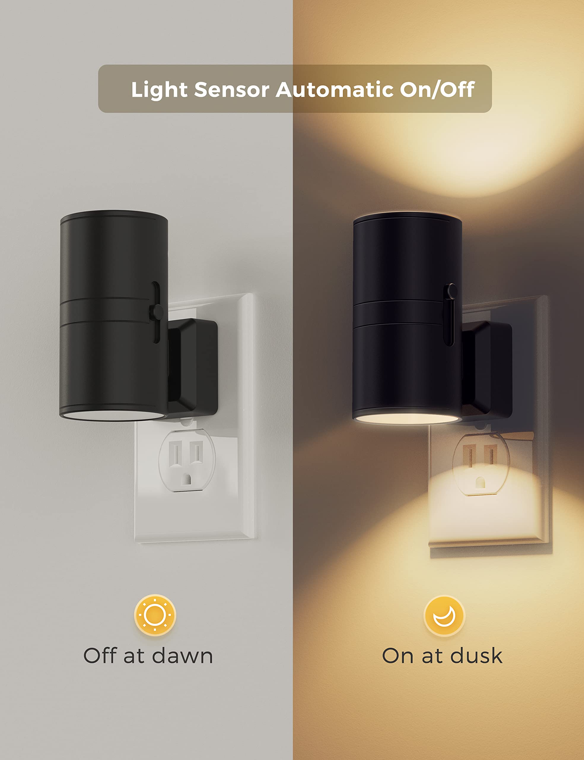 L LOHAS LED Night Light Plug in, [2 Pack] Modern Night Light, Dusk to Dawn Sensor, 0-100LM Adjustable Brightness, Soft White 3000K, Dimmable Night Lights with Light Sensor for Hallway Bedroom Stairway 🍁 All In One Marketplace Canada