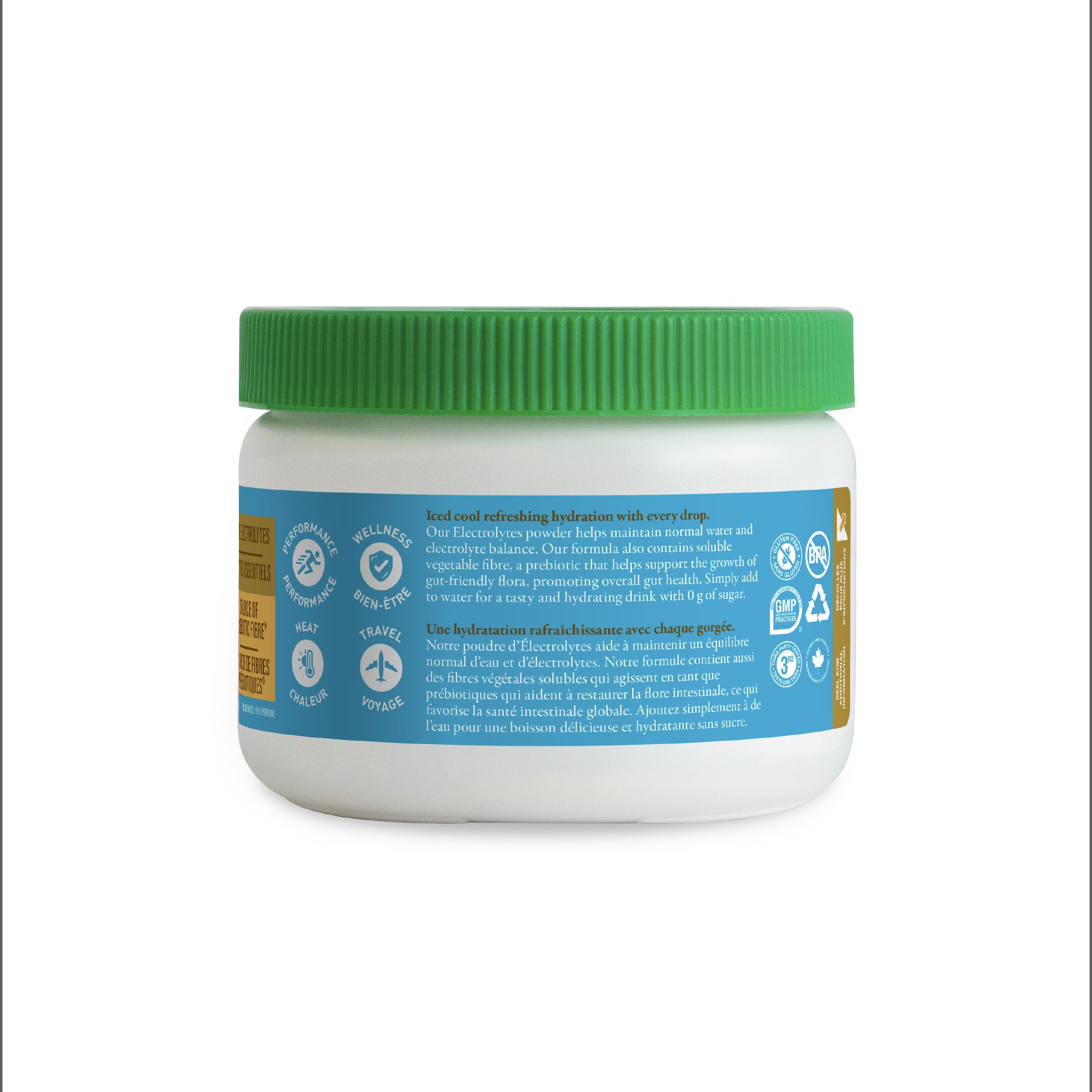 Organika Canadian-Made Electrolytes Powder with Vitamin C & Prebiotic Fibre - Sugar-Free Hydration Drink Mix - Lemon Iced Tea - 210 g - 60 servings 🍁 All In One Marketplace Canada