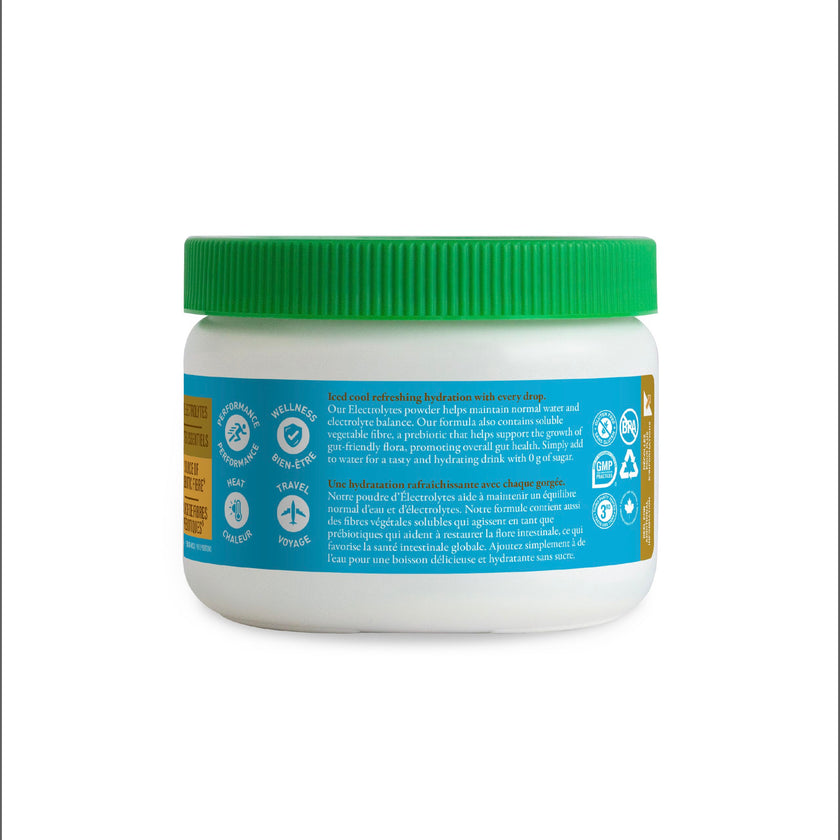 Organika Canadian-Made Electrolytes Powder with Vitamin C & Prebiotic Fibre - Sugar-Free Hydration Drink Mix - Lemon Iced Tea - 210 g - 60 servings 🍁 All In One Marketplace Canada