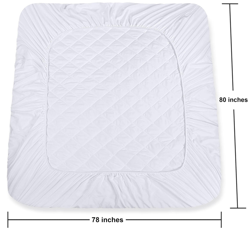 Utopia Bedding Quilted Fitted Mattress Pad, King Size, Elastic Fitted Mattress Topper Protector and Cover Stretches up to 16 Inches Deep, Machine Washable (White) 🍁 All In One Marketplace Canada