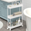 SPACELEAD Slim Storage Cart,3 Tier Bathroom Rolling Utility Cart Storage Organizer Slide Out Cart, Mobile Shelving Unit Organizer Trolley for Office Bathroom Kitchen Laundry Room Narrow Places, White 🍁 All In One Marketplace Canada