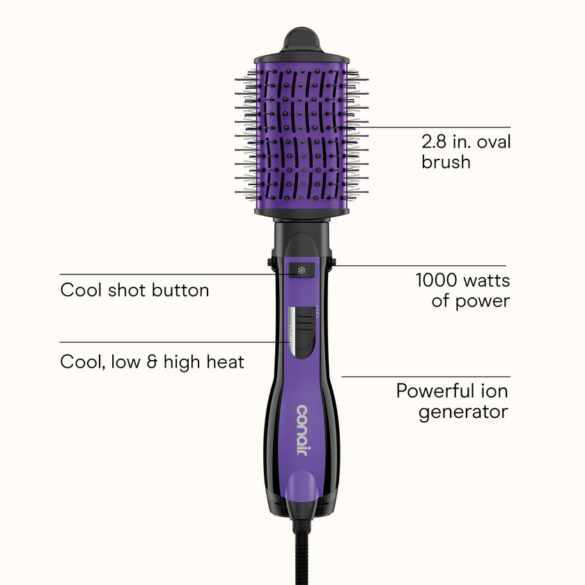 The Knot Dr. for Conair BC116C Detangling Hot Air Brush, Wet/ Dry Styler, Blow Dryer Brush in Pink, Blowout Brush 3 Heat Settings, 1000 Watts, Dry, Style and Volumize 🍁 All In One Marketplace Canada