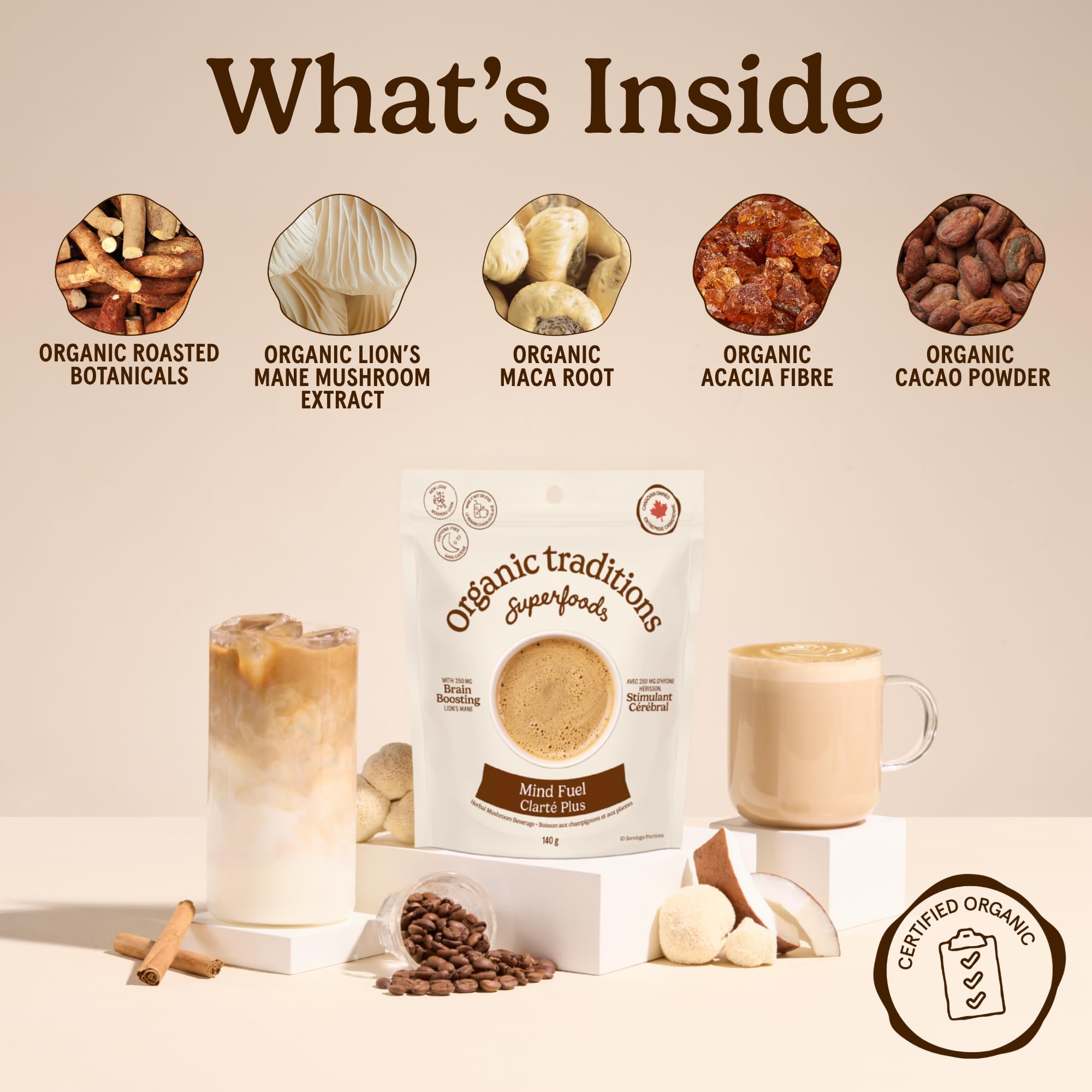Organic Traditions Mind Fue Mushroom Coffee Alternative, Instant Blend, 5oz 🍁 All In One Marketplace Canada