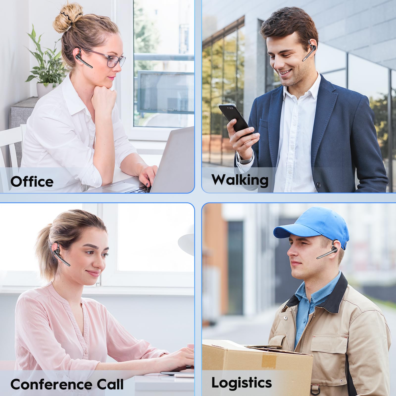 New bee Bluetooth Headset V5.1, 72H Talktime Wireless Bluetooth Earpiece for Cellphone with 500mah Charging Case Dual Mic Noise Cancelling Hands-Free Earphones for Office Driver Calls 🍁 All In One Marketplace Canada