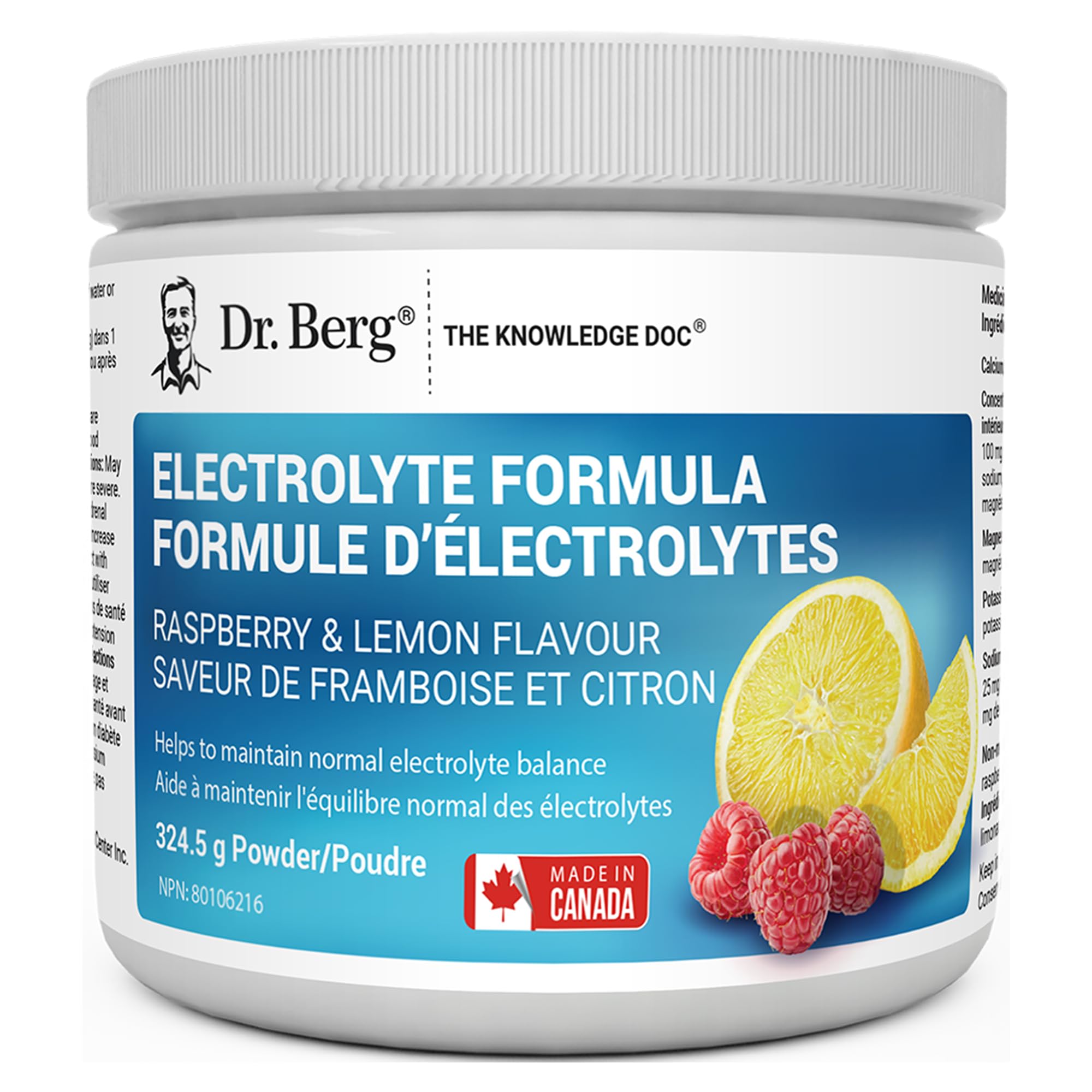 Dr. Berg Electrolytes Powder No Sugar - Enhanced w/ 1000 mg of Potassium & Real Sea Salt - Zero Sugar Electrolyte Powder - Raspberry & Lemon Flavor Hydration Powder Electrolytes - 50 Servings 🍁 All In One Marketplace Canada