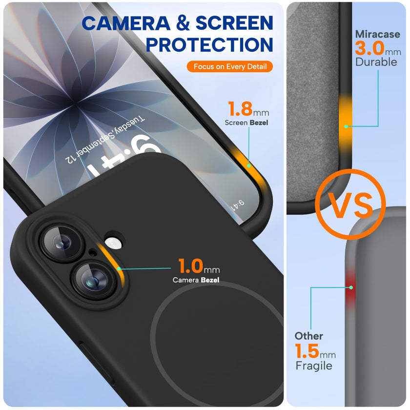 Miracase Magnetic for iPhone 17 Case, Compatible with MagSafe, Integrated Silicone Camera Control Cover, 3.0mm Thicken Shockproof Drop Protection Phone Case for 17,Black 🍁 All In One Marketplace Canada