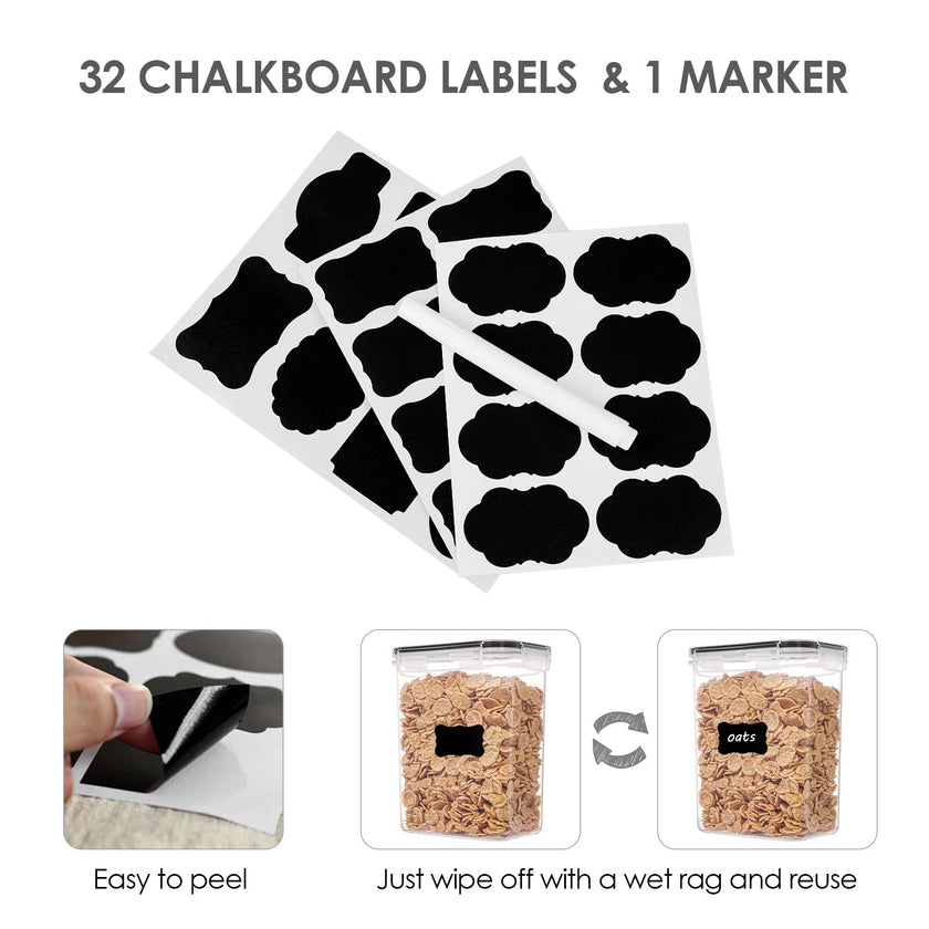 Vtopmart 32pcs Food Storage Container Set, Kitchen & Pantry Organizers and Storage, Plastic Airtight Container with Lids for Cereal, Flour and Sugar, Includes 32 Labels 🍁 All In One Marketplace Canada