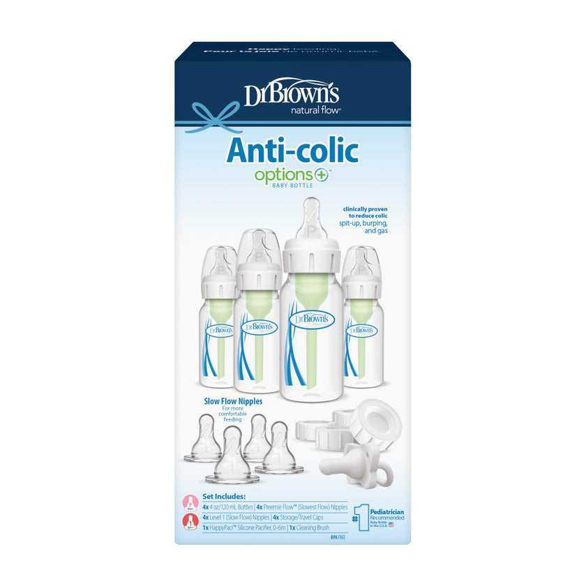 Dr. Brown's Options+ Slow Flow Preemie and Newborn Anti-Colic Bottle Set with 4oz Bottles and HappyPaci 🍁 All In One Marketplace Canada