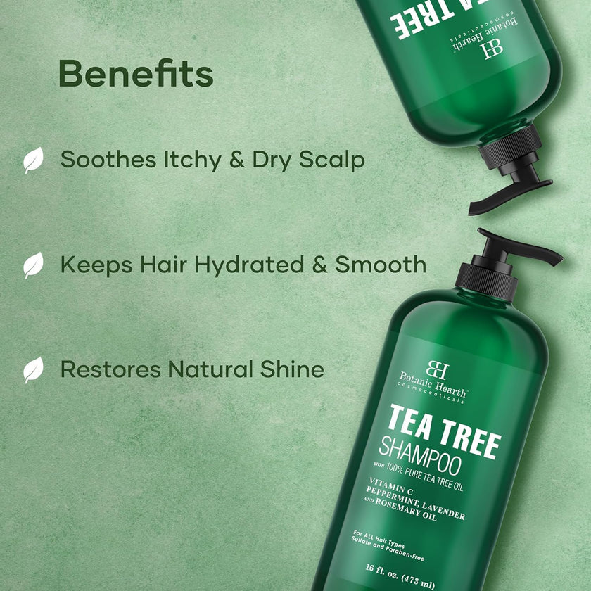 Botanic Hearth Tea Tree Shampoo for Dry & Itchy Scalp, Soothing & Hydrating Cleanser with Natural Tea Tree Oil, Sulfate & Paraben Free, For Men & Women, 16 fl oz 🍁 All In One Marketplace Canada