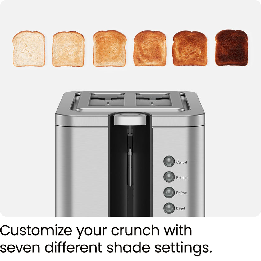 Chefman 2-Slice Pop-Up Stainless Steel Toaster w/ 7 Shade Settings, Extra Wide Slots for Toasting Bagels, Defrost/Reheat/Cancel Functions, Removable Crumb Tray, 850W, 120V, Silver 🍁 All In One Marketplace Canada