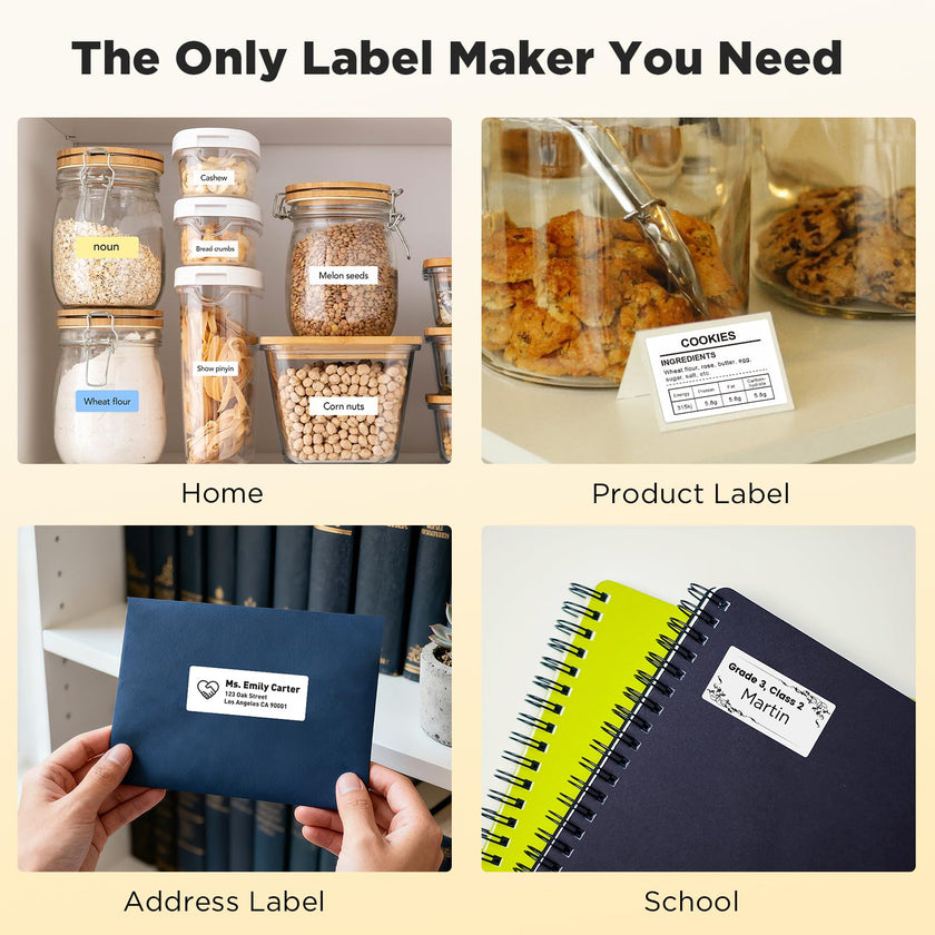 SUPVAN T50M Pro Bluetooth Label Maker Machine with Tape, Wide Waterproof Label, Versatile App with 30 Fonts and 660+ Icons, Inkless Labeler for Home, Kitchen, School, Office Organization, Set 1 🍁 All In One Marketplace Canada
