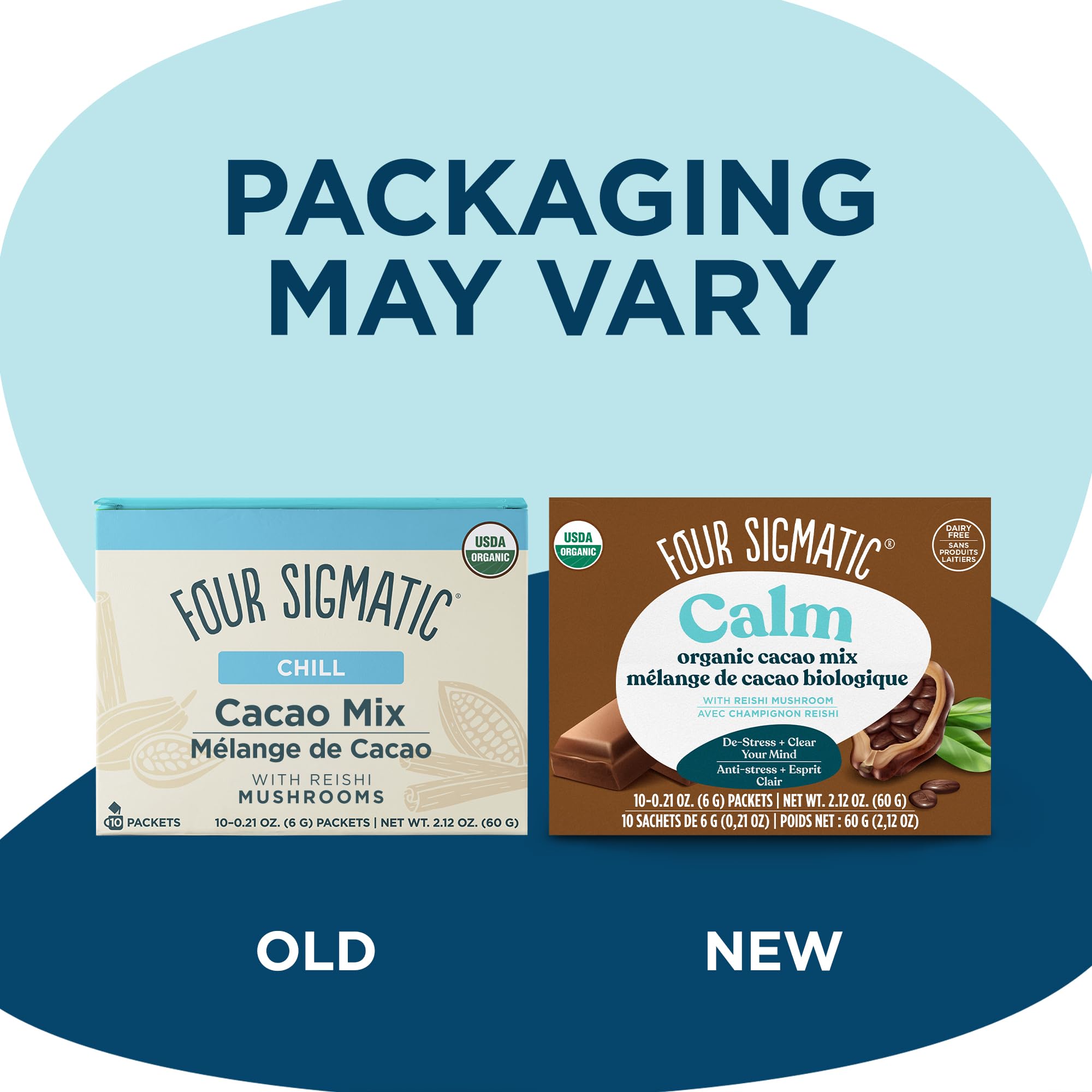 Four Sigmatic Calm Mushroom Cacao Mix | Organic Instant Cacao with Organic Reishi Mushroom Powder | Supports Calm & Relaxation | Drink it or Bake with it | Vegan, Gluten-Free, Dairy-Free | 10 Count 🍁 All In One Marketplace Canada