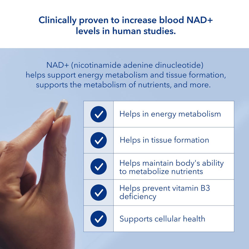 NAD Supplement 300mg per Serving - 30 Day Supply, Clinically Proven to Increase NAD+, Patented Nicotinamide Riboside, Cellular Health & Energy Metabolism, Health Canada Licenced, 30 Capsules 🍁 All In One Marketplace Canada