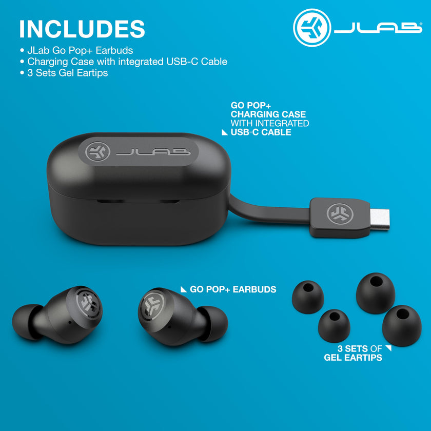 JLab Go Air Pop+, True Wireless Earbuds, Bluetooth Earbuds with Microphone, Dual Connect, EQ3 Sound, Black 🍁 All In One Marketplace Canada