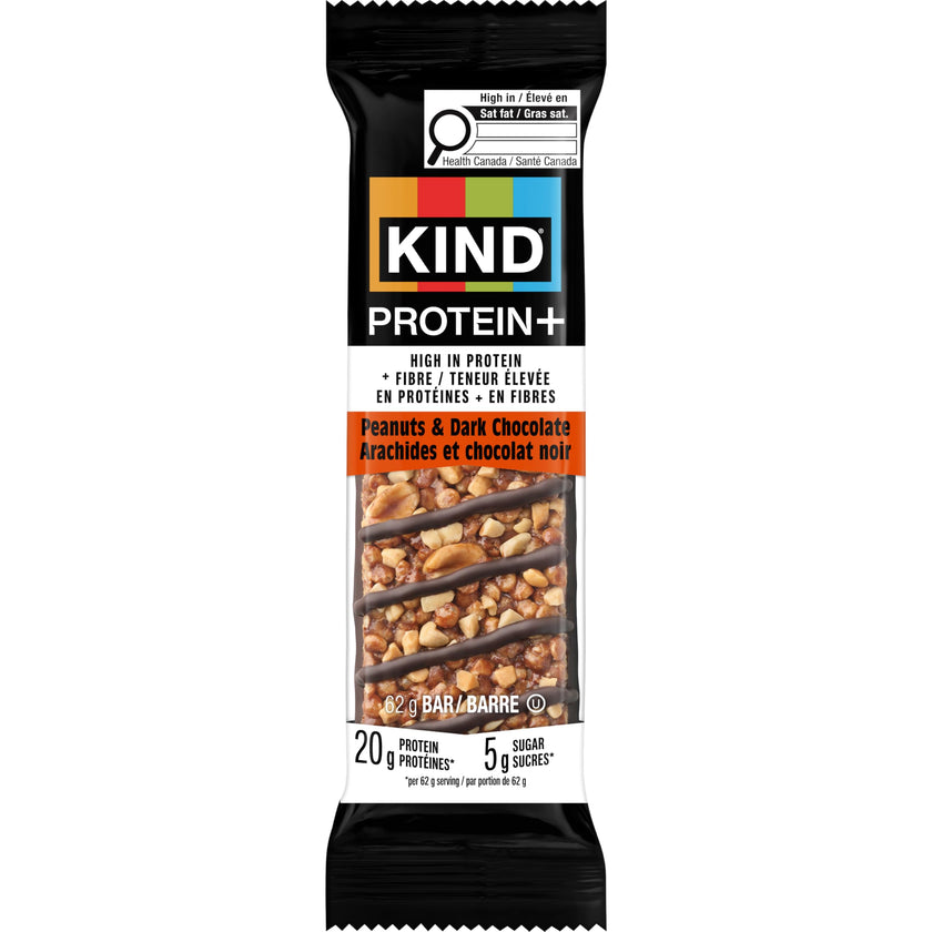 KIND PROTEIN+ Peanuts & Dark Chocolate, 62 g, 12 Count 🍁 All In One Marketplace Canada
