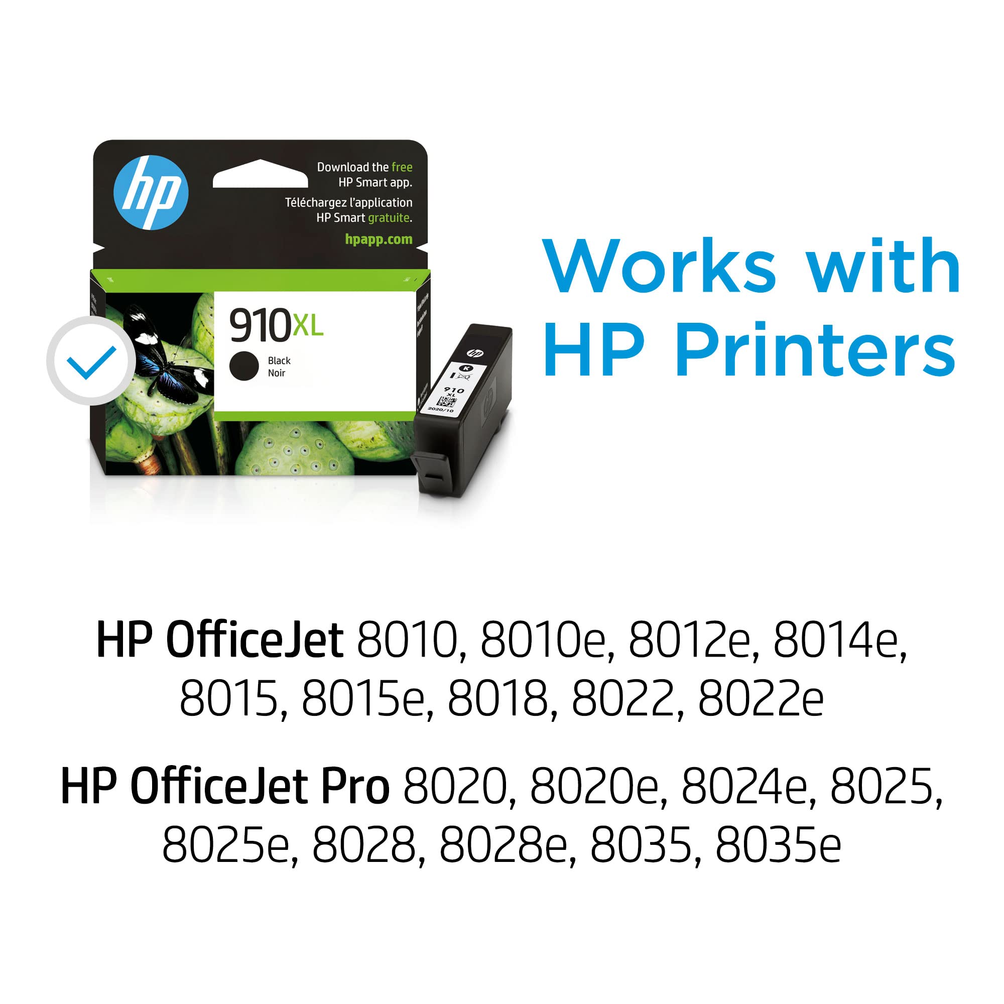 Original HP 910XL Black High-Yield Ink Cartridge | Works with HP OfficeJet 8010 8020 HP OfficeJet Pro 8020 8030 | Eligible for Instant Ink, High Yield 🍁 All In One Marketplace Canada