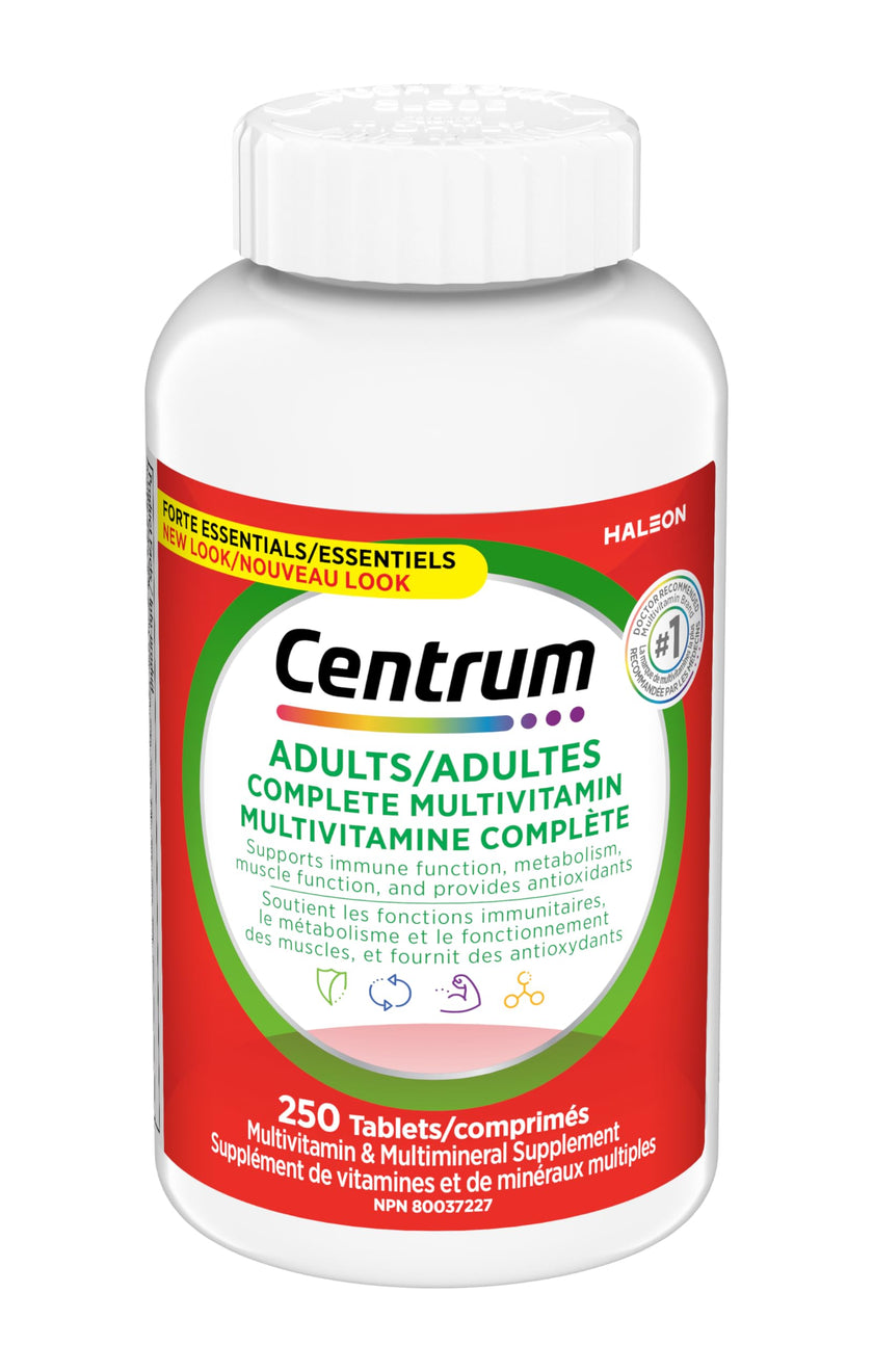 Centrum Adult Forte Essentials Mulitvitamins/Minerals Supplement for Men & Women, 250 Tablets (Packaging May Vary) 🍁 All In One Marketplace Canada