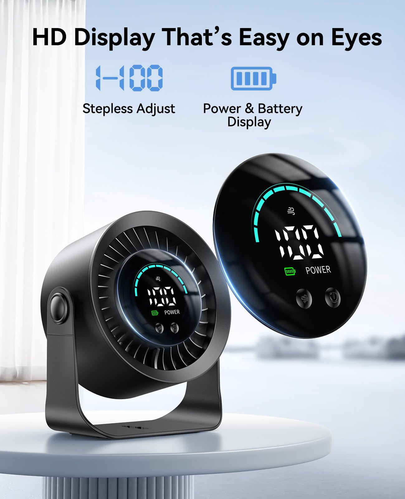 DIGIX Rechargeable USB Desk Fan for Bedroom, 100 Speeds, 360° Rotation, Wall Mounted Design Small Portable Table Fan with LED Display, Quiet Personal Desktop Cooling Fans for Home Office (Black) 🍁 All In One Marketplace Canada
