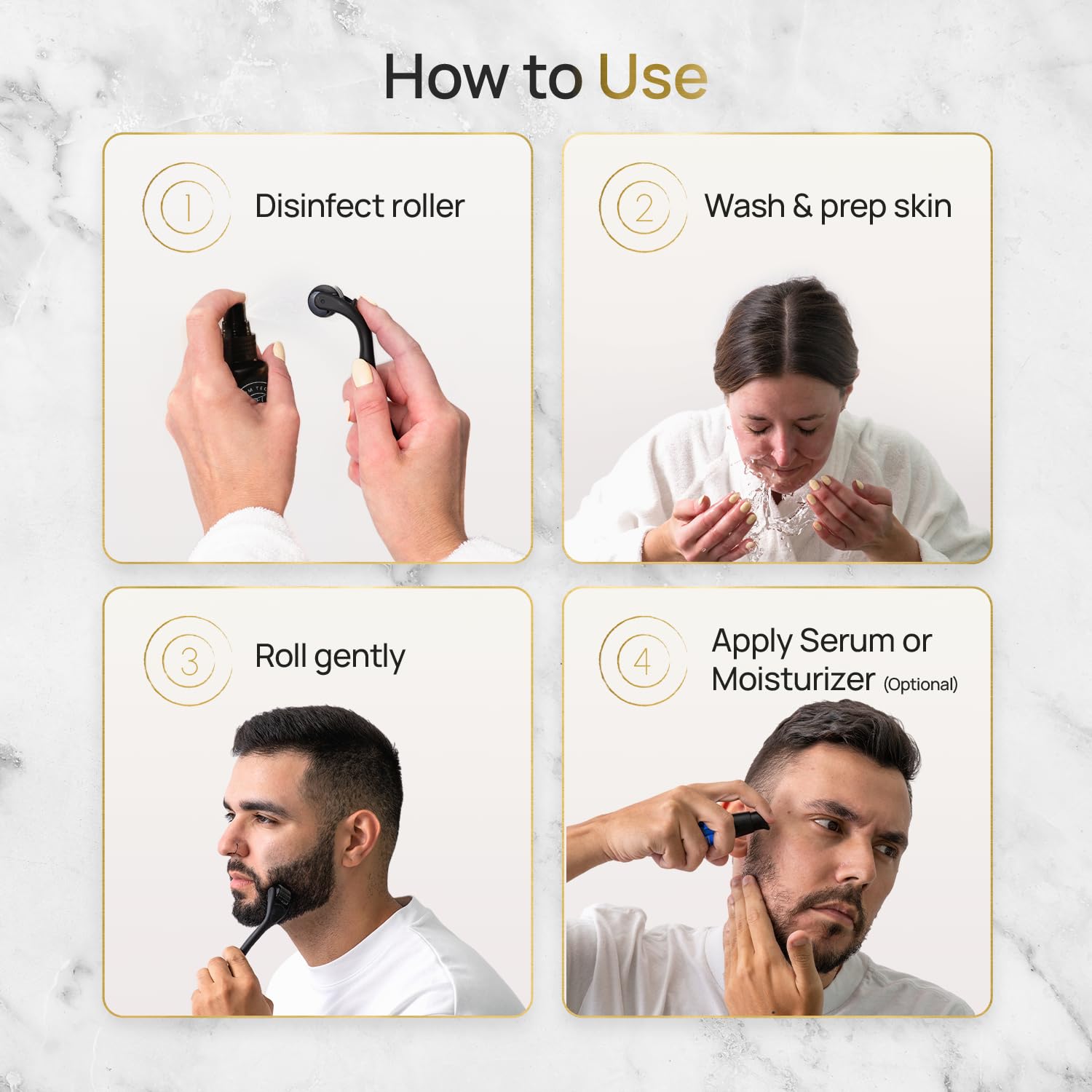 DermTech Derma Microneedling Roller - 0.5mm Titanium Needles - Designed in Canada - 540 Needles - For Men and Women - Beard Roller Face Roller (Matte Black) 🍁 All In One Marketplace Canada