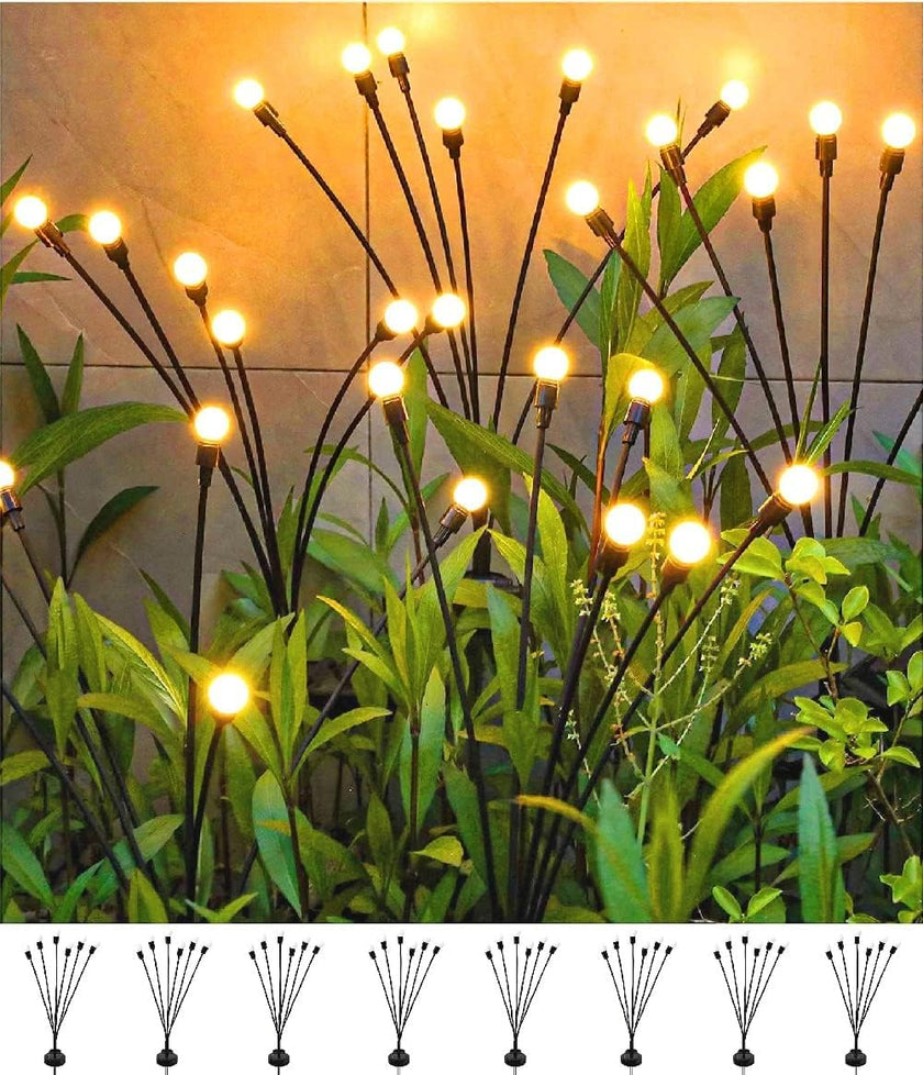 SIOTMERA 8 Count Solar Lights Outdoor Waterproof IPX5, Solar Garden Lights, Wind Swaying Firefly Lights, Solar Christmas Lights, for Yard Lawn Pathway Decoration Lighting,6LED WarmYellow 🍁 All In One Marketplace Canada