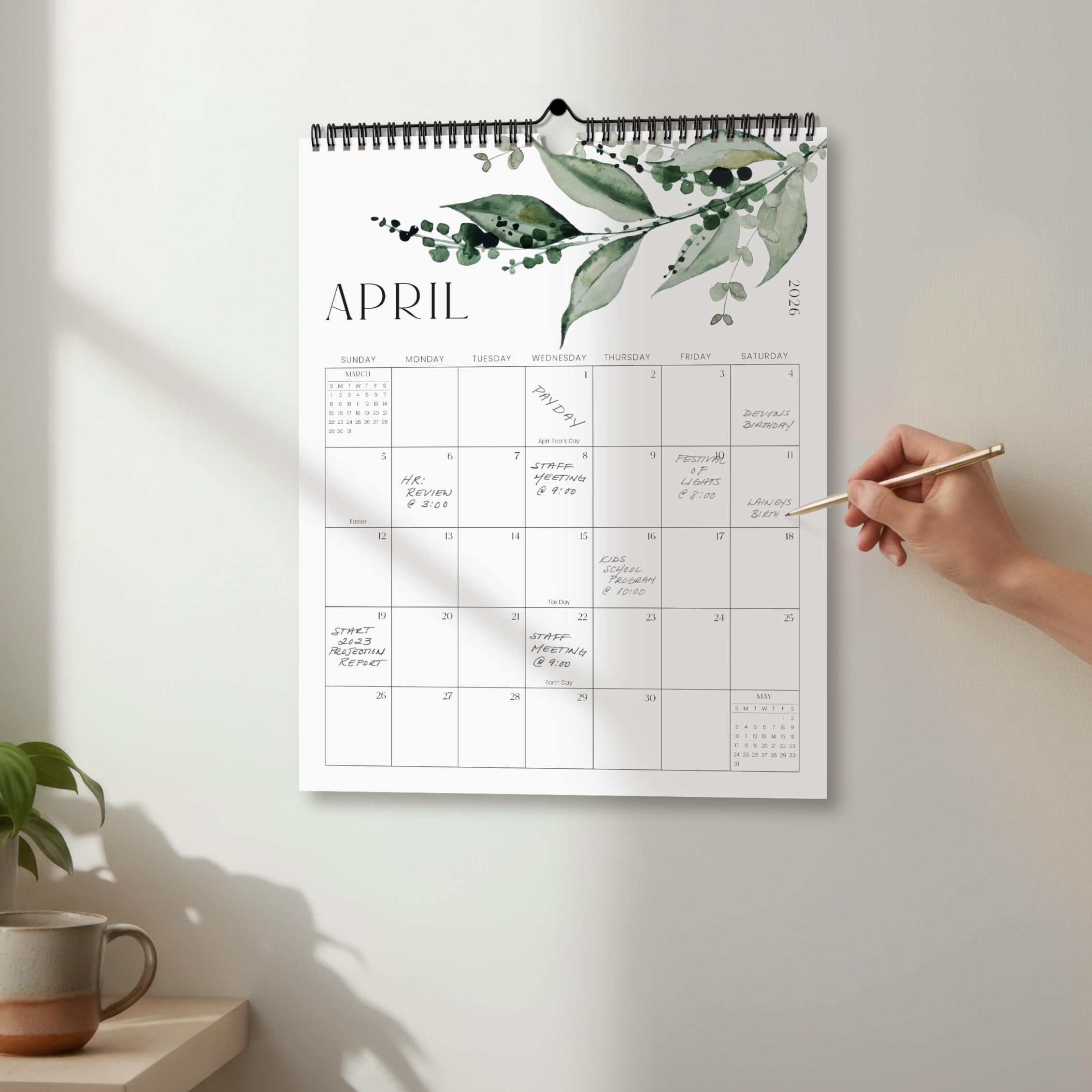 Aesthetic 2026-2027 Wall Calendar - Runs from January 2026 Until July 2027 - The Perfect Modern Greenery Calendar Planner for Easy Organizing 🍁 All In One Marketplace Canada