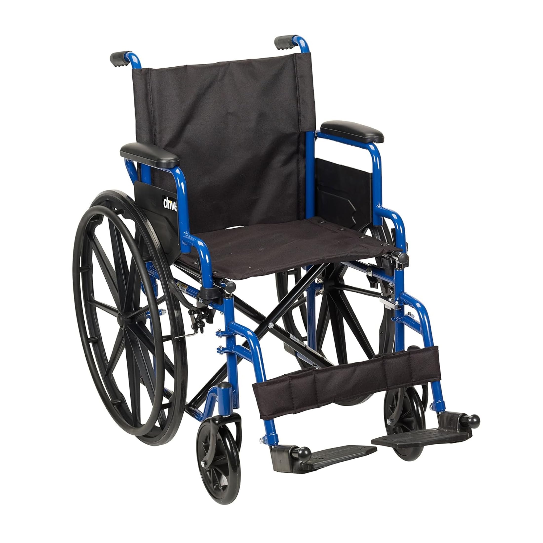 Drive Medical Single Axle Blue Streak Wheelchair, Flip Back Desk Arm, Swing Away Footrests, 18