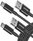 Anker Cable [2 Pack, 10FT], USB A to USB C Cable for Samsung Galaxy S10 S10+, LG V30, Beats Fit Pro and More (Black) 🍁 All In One Marketplace Canada