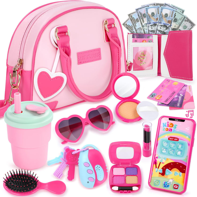 INNOCHEER Little Girls Purse, Kids Toy Purse with Pretend Makeup, Play Purse for Little Girls, Pretend Play Toddler Purse, Birthday Christmas Princess Gifts Toys for Girls 3 4 5 6 7 8 Year Old 🍁 All In One Marketplace Canada