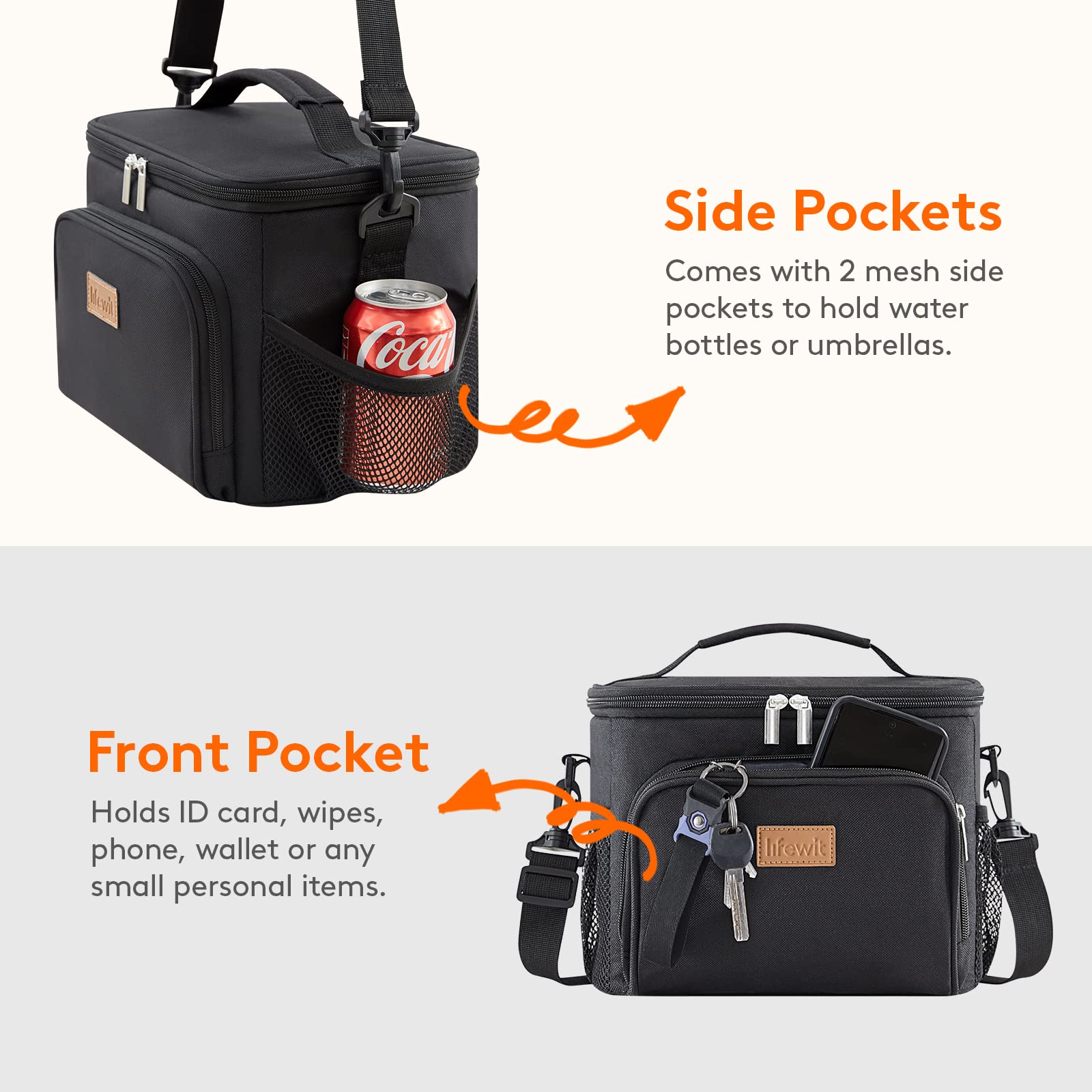 Lifewit Insulated Lunch Bag for Men, Reusable Lunch Box Women, Portable Cooler Freezable Soft Tote Bag Leakproof with Adjustable Shoulder Strap for Adult/Kid for Work/Picnic/School,Black 9L 🍁 All In One Marketplace Canada