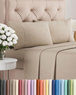 Queen Size 4 Piece Sheet Set - Comfy Breathable & Cooling Sheets - Hotel Luxury Bed Sheets for Women & Men - Deep Pockets, Easy-Fit, Soft & Wrinkle Free Sheets - Heathered Beige Oeko-Tex Bed Sheet Set 🍁 All In One Marketplace Canada
