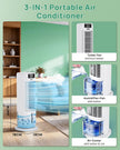 Portable Air Conditioner, 800ML Water Tank, 6 Speeds & 2 Cool Mist, 3 IN 1 Air Cooler, 90° Auto Oscillation, 12H Timer, 5M Remote Control, Quiet Cooling Tower Fan Air Conditioner for Room Office 🍁 All In One Marketplace Canada