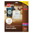 Avery Glossy White Round Labels, 2.5