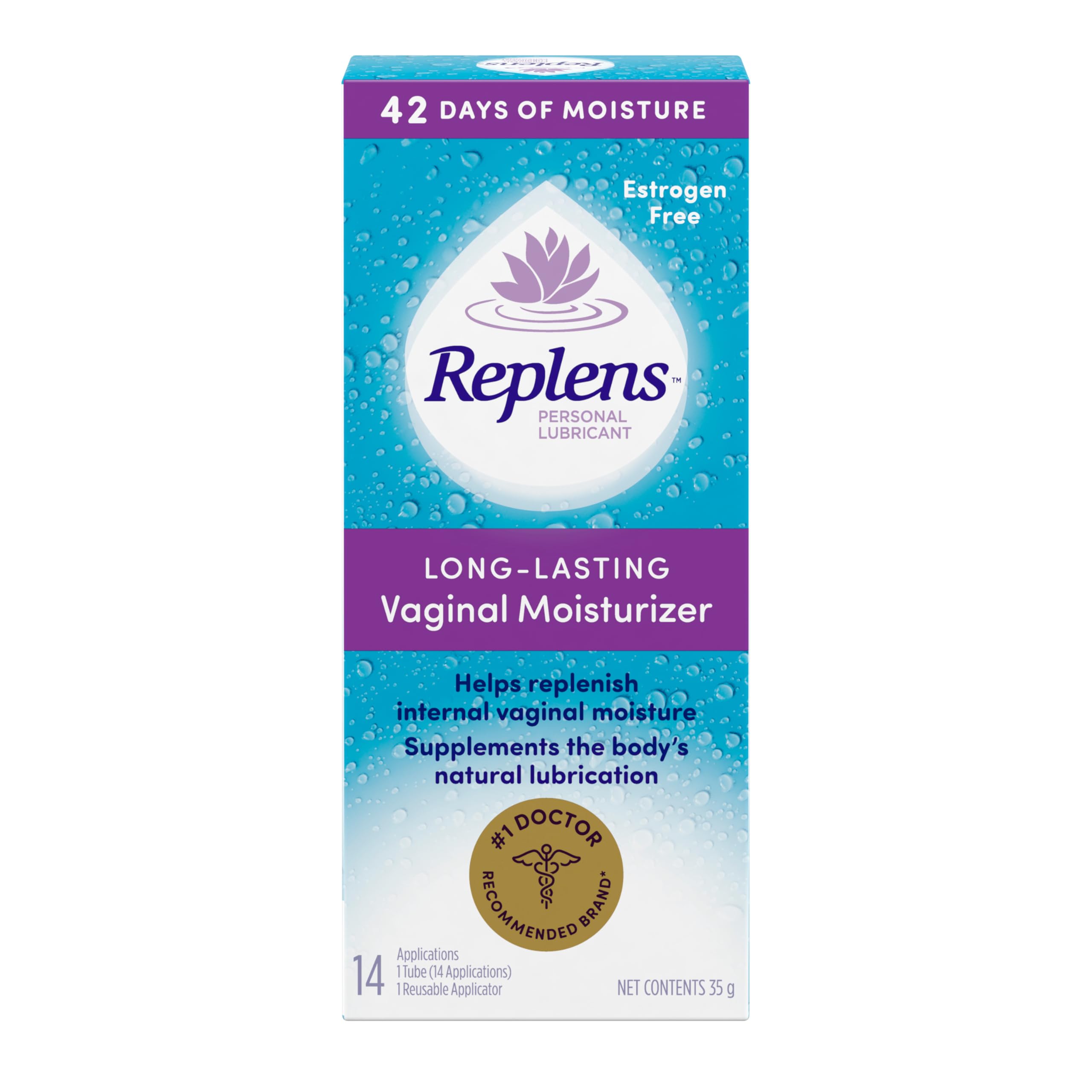 Replens Long-Lasting Vaginal Moisturizer and Lubricant, Replenish internal vaginal moisture, Immediate relief, Paraben free, Estrogen Free, Fragrance Free, 14 Applications, 35 g 🍁 All In One Marketplace Canada